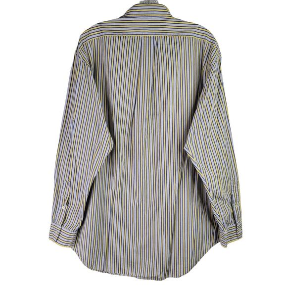 Polo Ralph Lauren Shirt Oxford Men's Large 16 Yellow Stripe Button Down Yarmouth - Picture 3 of 9